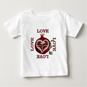 Camiseta Para Bebê Namorados Pomegranate Heart LOVE