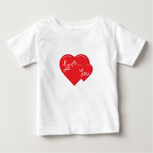 Camiseta Para Bebê namorados-Te Amo 2- Corações Vermelhos