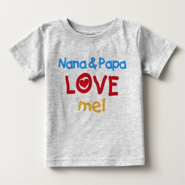 Camiseta Para Bebê Nana e a papá amam-me (Frente)