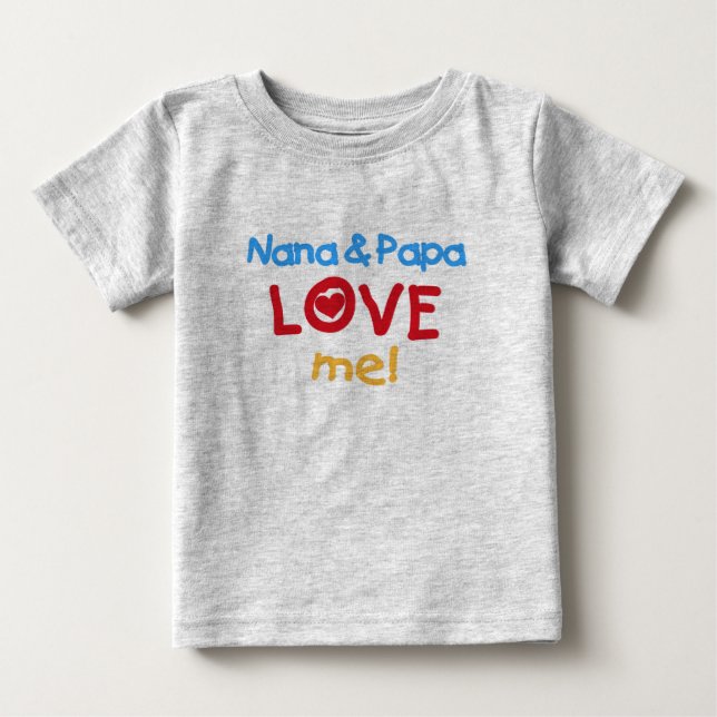 Camiseta Para Bebê Nana e a papá amam-me (Frente)