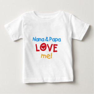 Camiseta Para Bebê Nana e Papa Me Amam