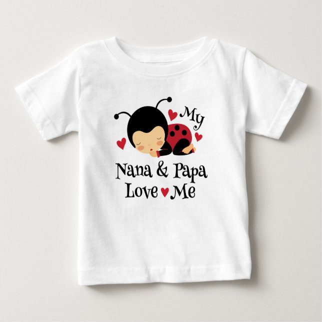 Camiseta Para Bebê Nana e Papa me amam presente (Frente)