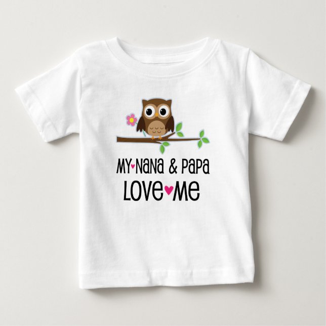 Camiseta Para Bebê Nana e Papai Me Amam, Baby Owl (Frente)