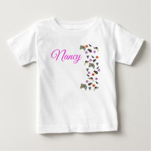 Camiseta Para Bebê Nancy, Nome,  Com Vida Selvagem Australiana, 