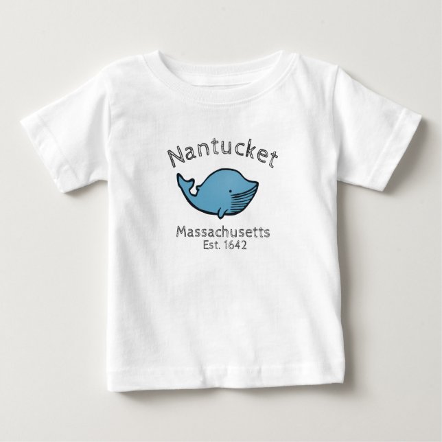Camiseta Para Bebê Nantucket Blue Whale Baby (Frente)