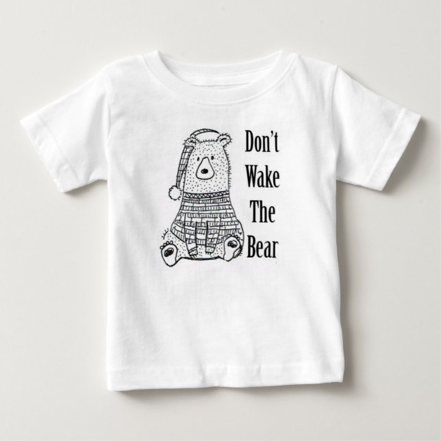 Camiseta Para Bebê Não acorde o urso (Frente)