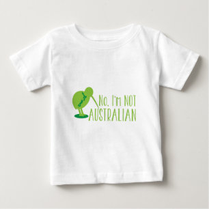 Camiseta Para Bebê Não, eu não sou AUSTRALIANO (com pássaro e mapa
