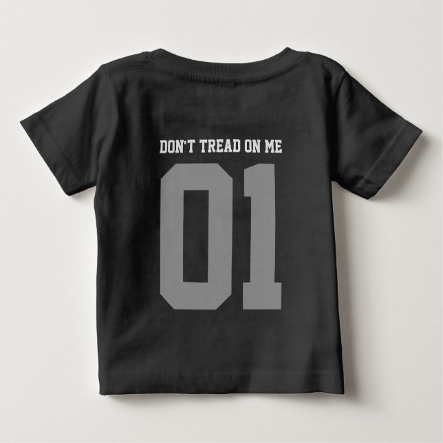 Camiseta Para Bebê Não me pise no Gadsden Flag BLACK YELLOW (Verso)