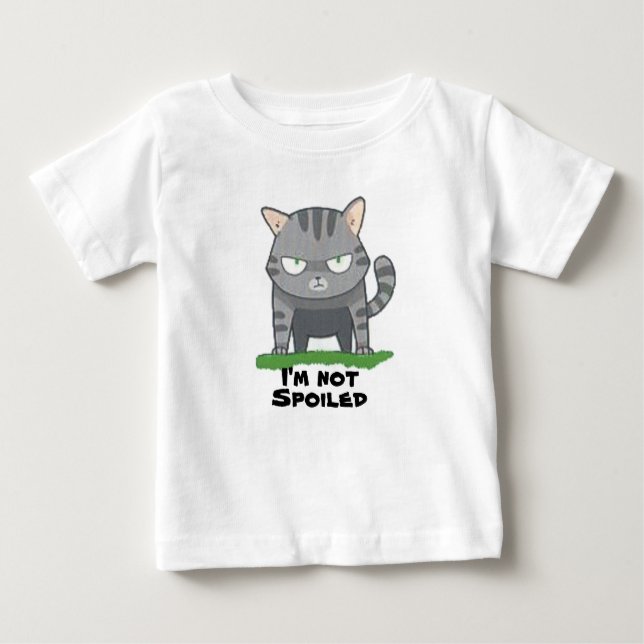 Camiseta Para Bebê não mimar gato-saia (Frente)