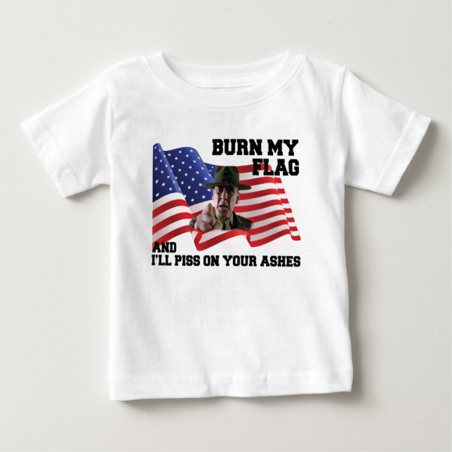 Camiseta Para Bebê Não queime minha bandeira (Frente)
