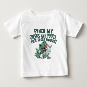 Camiseta Para Bebê Não Rex Aperte minhas bochechas perder os dedos