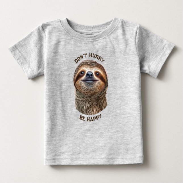 Camiseta Para Bebê Não se apresse a ser feliz sorrindo lama (Frente)