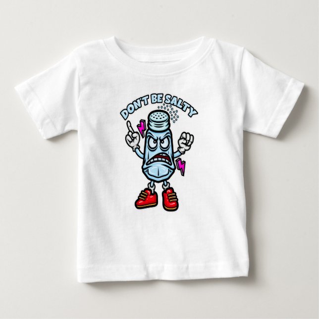 Camiseta Para Bebê Não seja salgado, ilustração engraçada (Frente)