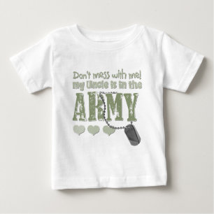Camiseta Para Bebê Não suje comigo que meu tio está no exército