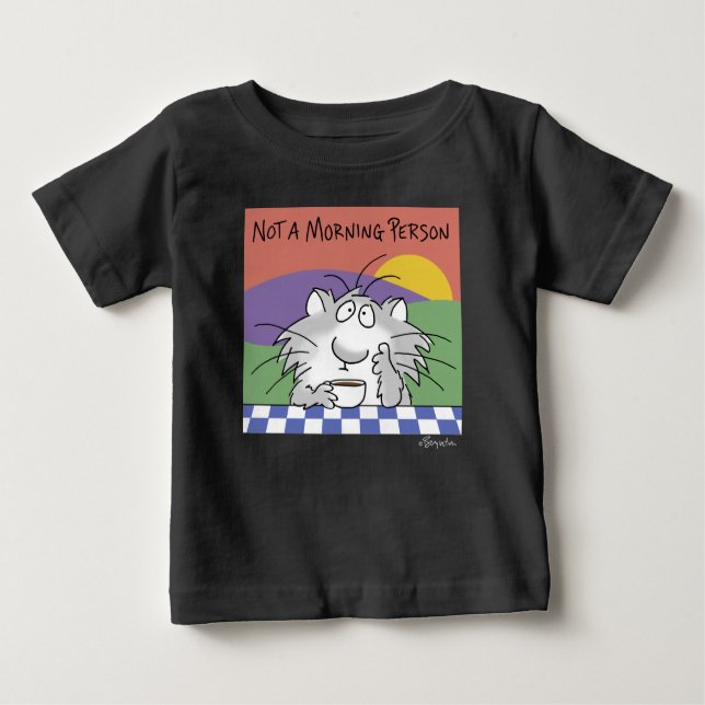 Camiseta Para Bebê NÃO UMA PESSOA DE MANHÃ por Sandra Boynton (Frente)