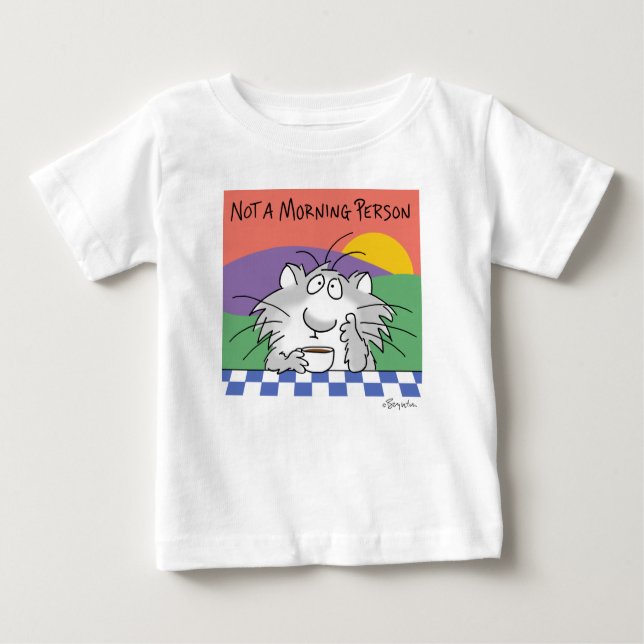 Camiseta Para Bebê NÃO UMA PESSOA DE MANHÃ por Sandra Boynton (Frente)