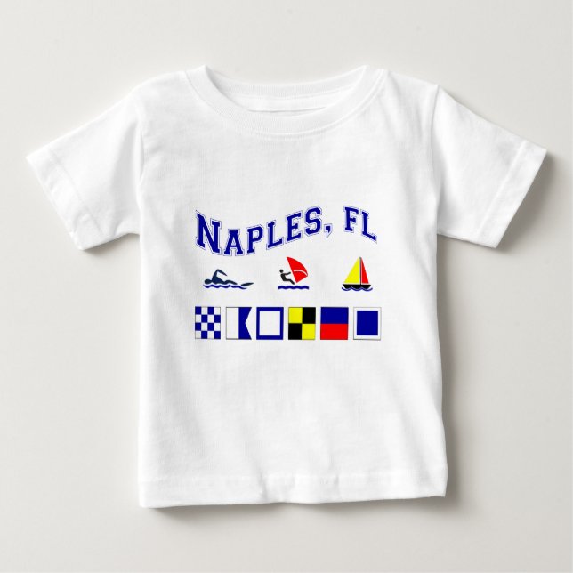 Camiseta Para Bebê Nápoles, FL com bandeiras marítimas (Frente)