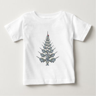 Camiseta Para Bebê Narval Fofo Vestindo um Chapéu de Papai Noel com F