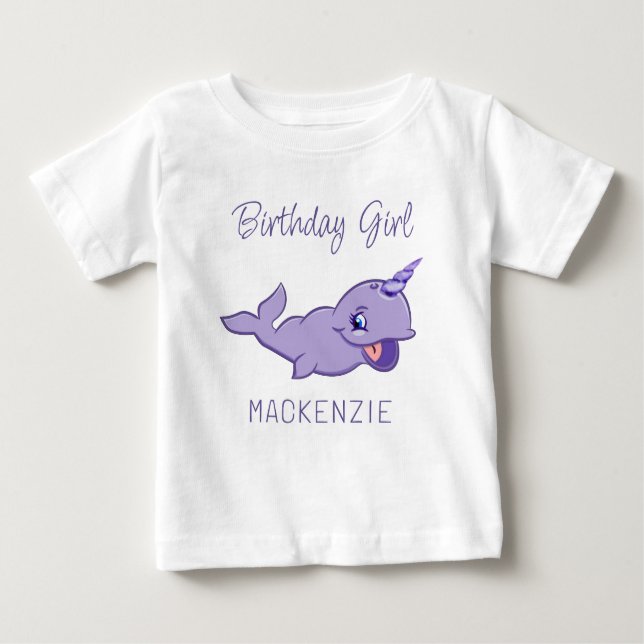 Camiseta Para Bebê Narwhal Purple | Lavanda Mágica Unicórnio (Frente)