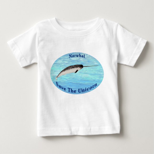 Camiseta Para Bebê Narwhal - Salvar o Unicórnio (Frente)