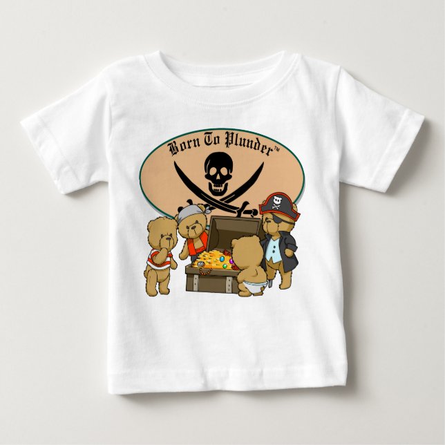 Camiseta Para Bebê Nascer à pilhagem - piratas & tesouro do urso de (Frente)