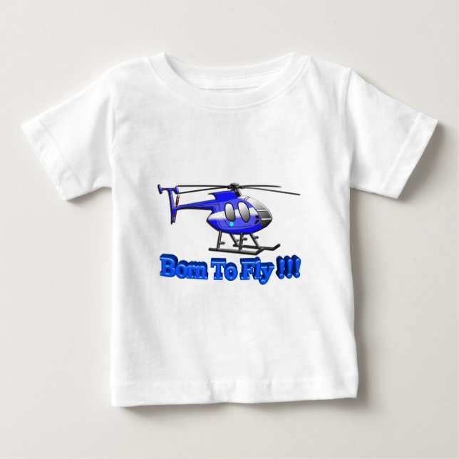 Camiseta Para Bebê Nascer a voar!!! Helicóptero (Frente)