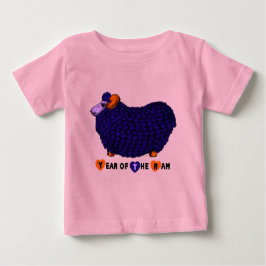 Camiseta Para Bebê Nascer de bebê em Ram Goat Year Roupa Roxa
