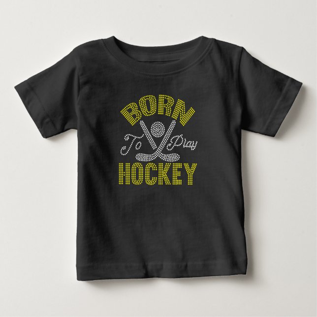 Camiseta Para Bebê Nascer De Jogar Hóquei (Frente)