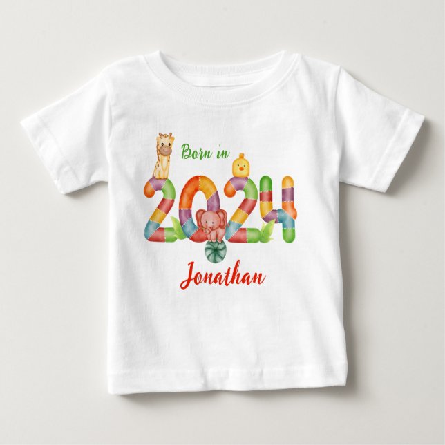 Camiseta Para Bebê nascer de presente personalizado para bebês em 202 (Frente)