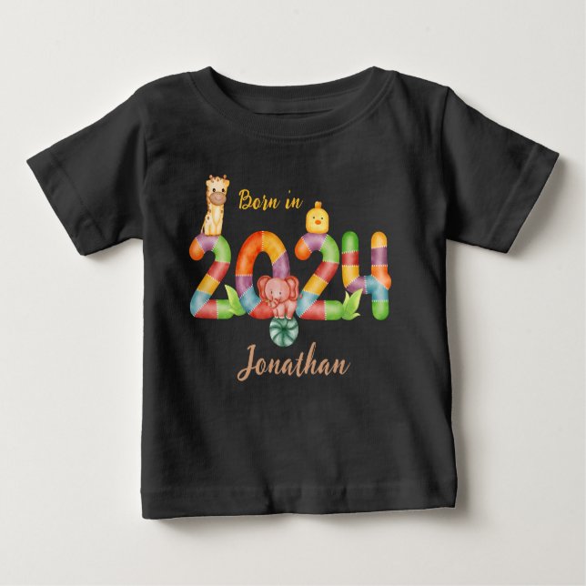 Camiseta Para Bebê nascer de presente personalizado para bebês em 202 (Frente)