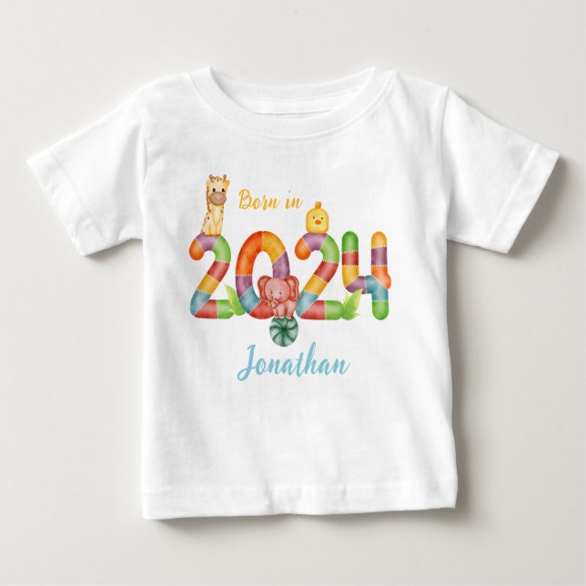 Camiseta Para Bebê nascer de presente personalizado para bebês em 202 (Frente)