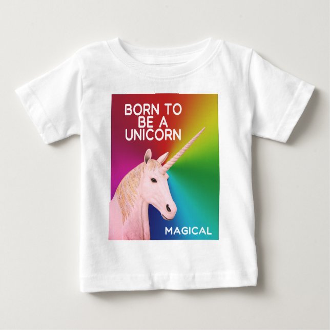 Camiseta Para Bebê Nascer de ser uma Estátua de Unicórnio (Frente)