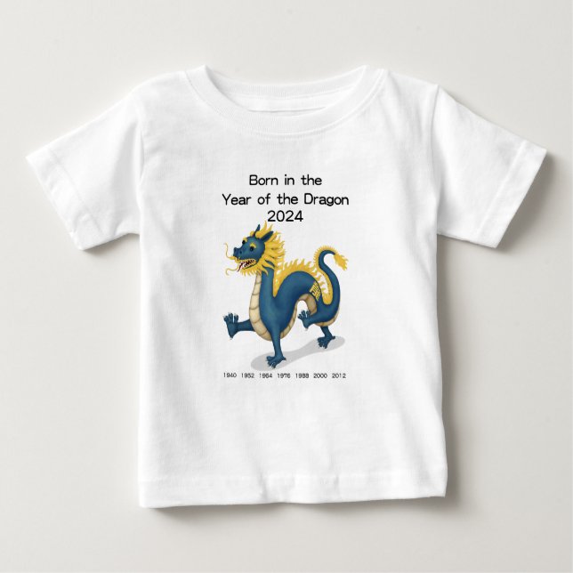 Camiseta Para Bebê Nascer do Ano do Dragão 2024 - Zodiac chinês (Frente)