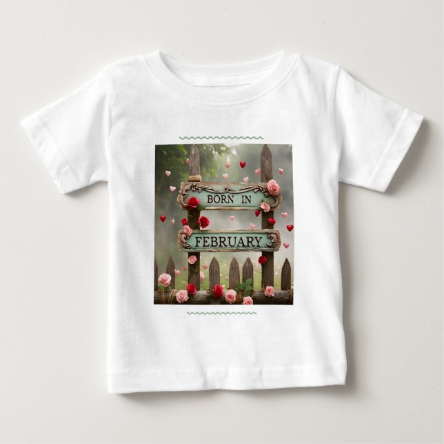 CAMISETA PARA BEBÊ " NASCER EM FEVEREIRO " (Frente)