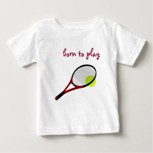 Camiseta Para Bebê Nascer para jogar, Tênis Ball e Racquet, Trendy C