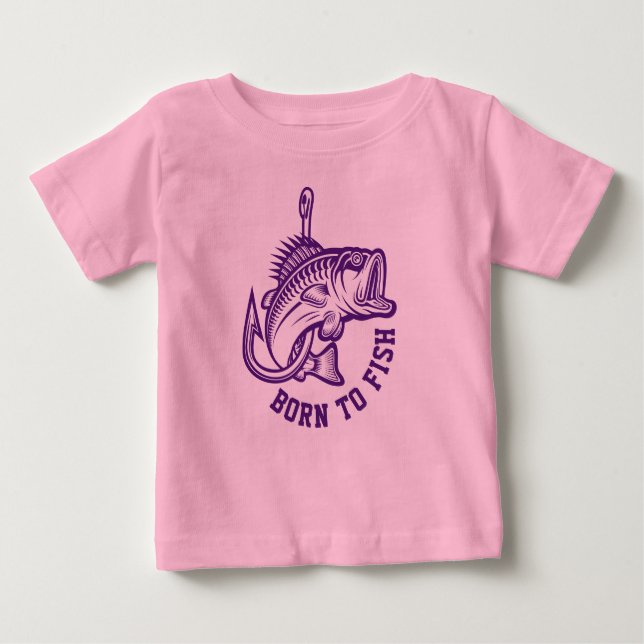 Camiseta Para Bebê Nascer Para Peixe (Frente)