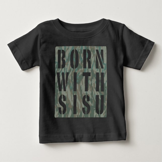 Camiseta Para Bebê Nascido com Sisu Camo 3 (Frente)