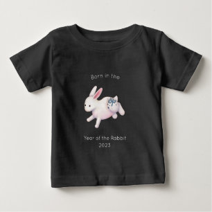 Camiseta Para Bebê Nascido no Ano do Coelho Preto