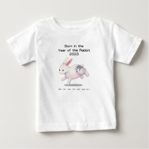 Camiseta Para Bebê Nascido no Ano do Coelho Signo do Zodíaco 2023