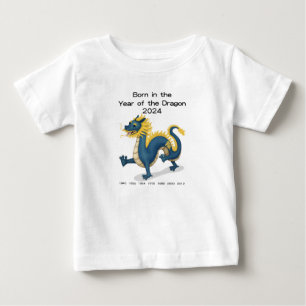 Camiseta Para Bebê Nascido no Ano do Dragão 2024 Zodíaco Chinês