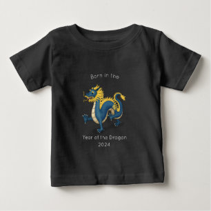Camiseta Para Bebê Nascido no Ano do Dragão Preto
