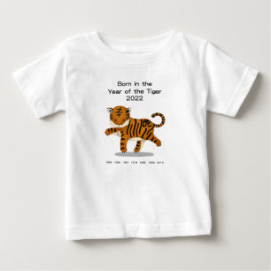Camiseta Para Bebê Nascido no Ano do Tigre 2022 Zodíaco Chinês