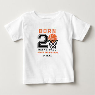 Camiseta Para Bebê Nascido para Basquete   2º Aniversário do Menino E