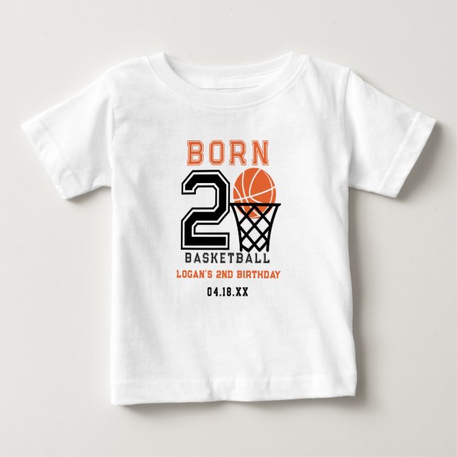 Camiseta Para Bebê Nascido para Basquete | Aniversário de 2 anos do m (Frente)