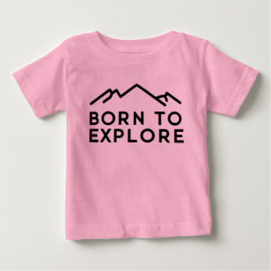 Camiseta Para Bebê Nascido Para Explorar Contorno Minimalista de Mont