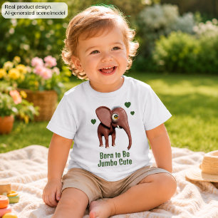 Camiseta Para Bebê Nascido para Ser Bebê Elefante Enorme Fofo Persona
