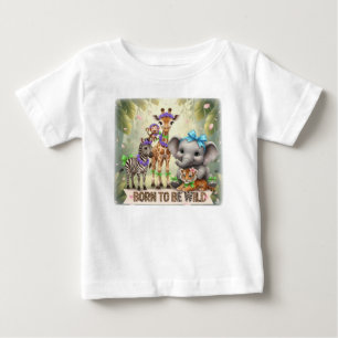 Camiseta Para Bebê Nascido para Ser Selvagem - Bebês da Selva -