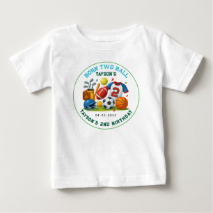 Camiseta Para Bebê Nascido Tema de Esportes 2 Bolas Festa de Aniversá