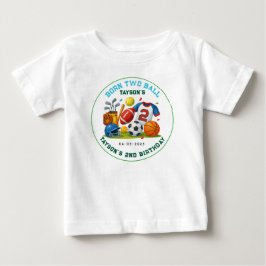 Camiseta Para Bebê Nascido Tema Esportes de 2 Bolas Festa de 2º Anive