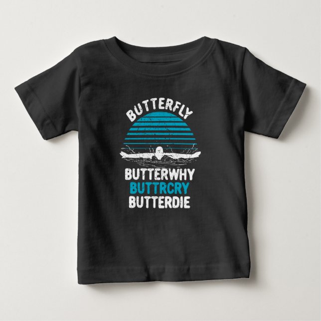 Camiseta Para Bebê Natação - Borboleta Butterfly (Frente)